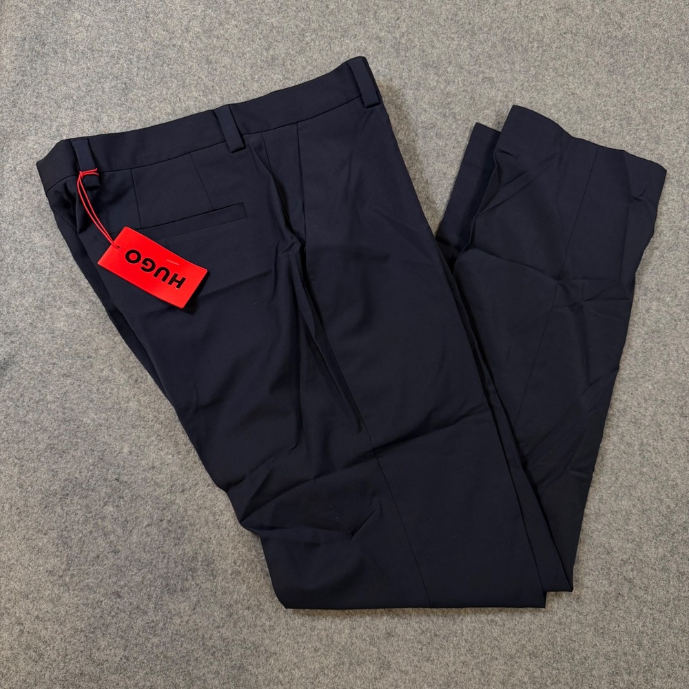 Hugo Boss Tom261X Dark Blue Wool Blend Dress Pants Trousers 33/32 NEW